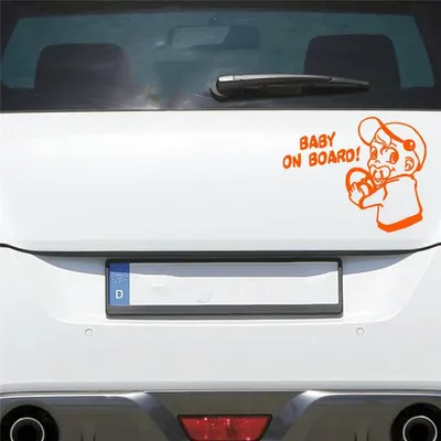 Produktbild von Auto Aufkleber Baby AN Bord Board Tour Junge 19x15 cm Orange Sticker Heckscheibenaufkleber