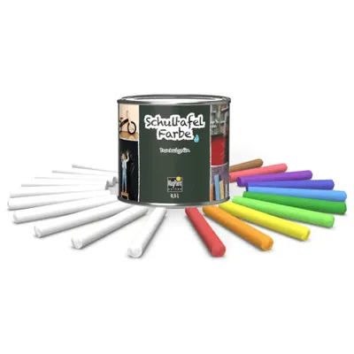 Produktbild von MagPaint Tafelfarbe Dunkelgrün 500 ml mit 20 Kreiden, Schultafelfarbe Set, für Wand, Holz & Metall