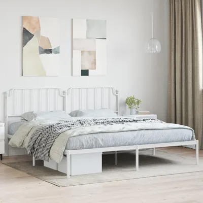 Produktbild von CLORIS Bettgestell Bettrahmen mit Kopfteil Metall Weiß 200x200 cm, 25 kg