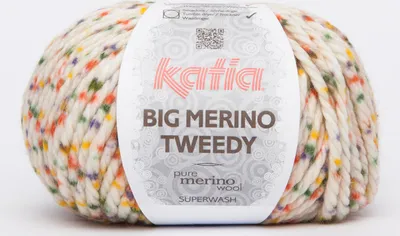 Produktbild von Big Merino Tweedy von Katia (ca. 80m/100g) - Farbe 800 (weiß/gelb)