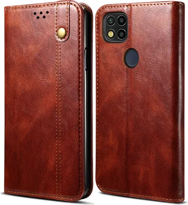 Produktbild von Redmi 9C Hülle, LaimTop Leder Flip Brieftasche Schutzhülle für Xiaomi Redmi 9C Rot