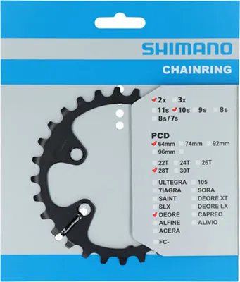 Produktbild von Shimano Teile Kettenblatt Deore FC-M6000-2, 28Z, Ø=64mm, innen, Shimano, 4-Arm, Stahl, schwarz