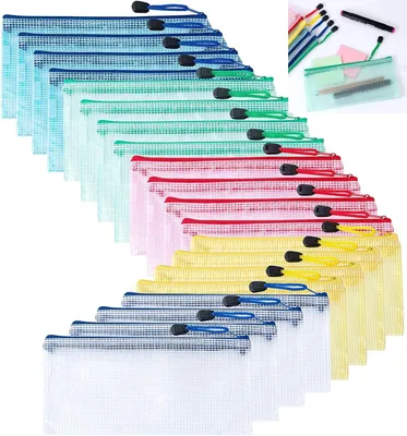 Produktbild von Zipper Taschen A6, 20 Stück, wasserdicht, Mesh Dokumententaschen, für Büro