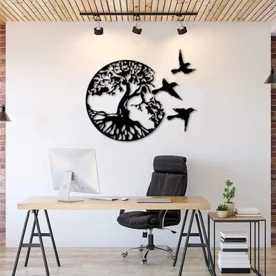 Image de Décoration murale en bois « Silhouette d'oiseau » - Huis Veredeln - Design unique - 60 cm - Noir