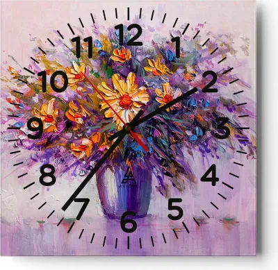 Produktbild von Wanduhr - Quadrat - Glasuhr - Blumen Vase - 30x30cm - Schleichendes Uhrwerk - Lautlos - zum Aufhängen bereit - Dekoration Modern - Wanddekoration aus Glas - C4AC30x30-4112