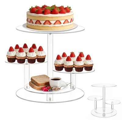 Image de Support à cupcakes en acrylique transparent, avec 4 niveaux