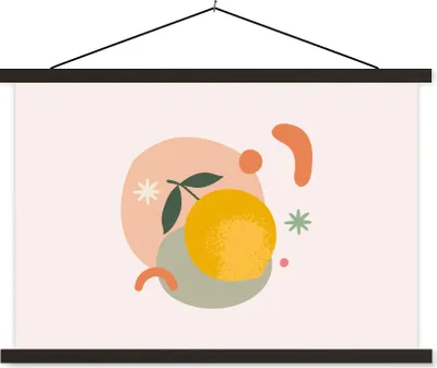 Produktbild von MuchoWow® Textilposter Zitrone - Obst - Pastell 150x100 cm mit schwarzem Rahmen - Schlafzimmer