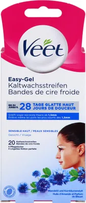 Obrázok produktu pre Studené voskové pásiky Veet na tvár s citlivou pokožkou 20 kusov
