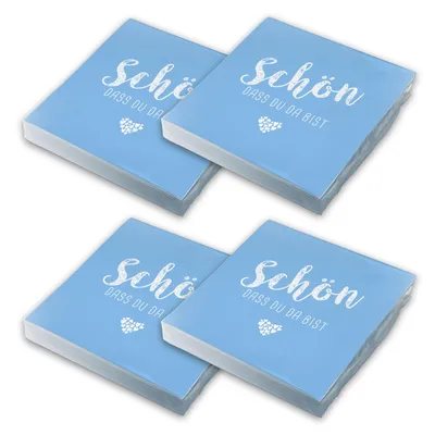 Produktbild von itenga 80x Serviette Schön dass du da bist hellblau Set