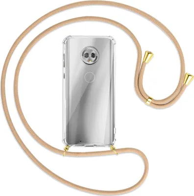 Produktbild von Handykette Backcover-Schutzhülle mit Band (Metall goldfarben) für Motorola Moto G6 - beige