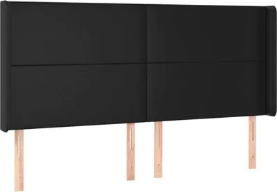 Produktbild von Kopfteil mit Ohren Schwarz 163x16x118/128 cm Kunstleder