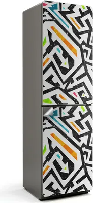 Produktbild von Dynamische geometrische Muster – Kühlschrank Aufkleber – Klebefolie Kühlschrank – Kühlschrank Nachbildung – Kühlschrankfolie selbstklebend – Küchen Nachbildungation – 60x205 cm