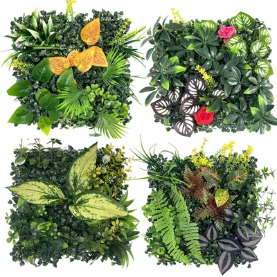 Productafbeelding van Set van 4 Kunstmatige Groene Wandpanelen, 25x25 cm