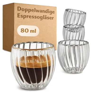 Produktbild von Cosumy Doppelwandige Espresso Gläser 80ml - 4er Set