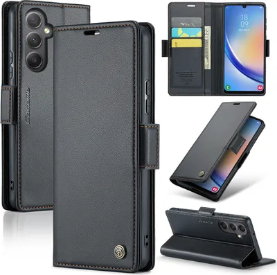 Obrázek produktu pro Galaxy A34 Case, kožené pouzdro s funkcí stojánku pro Samsung Galaxy A34 Black