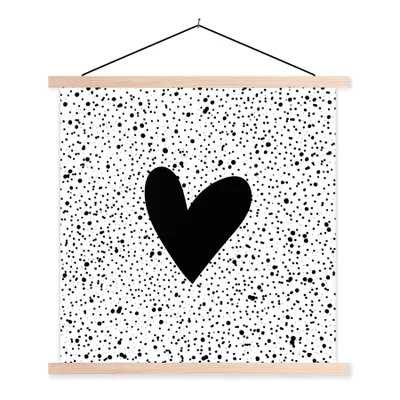 Produktbild von MuchoWow® Textilposter Herz - Design - Weiß 40x40 cm mit holzfarbenen Rahmen - Posterleiste