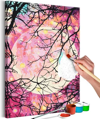 Zdjęcie produktu dla Malowanie numerami księżyc niebo natura gwiaździsta noc 40x50 cm zestaw do malowania z drewnianą ramą na płótnie dla dorosłych dzieci obrazy ręcznie malowane zestaw DIY