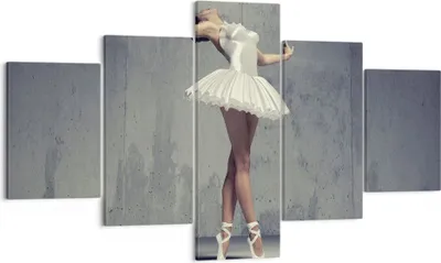 Produktbild von Bild auf Leinwand - Leinwandbild - 5 Teile - Ballerina Weiß Wand - 125x70cm - Wand Bild - Wanddeko - Wandbilder - Leinwanddruck - Bilder - Wanddekoration - Leinwand bilder - Wandbild - EA125x70-4344