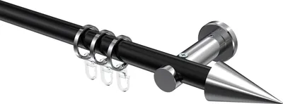 Produktbild von Interdeco Gardinenstange / Vorhangstange Schwarz / Chrom, Typ Platon Savio (Kegel), 20 mm Ø 1-läufig, 200 cm