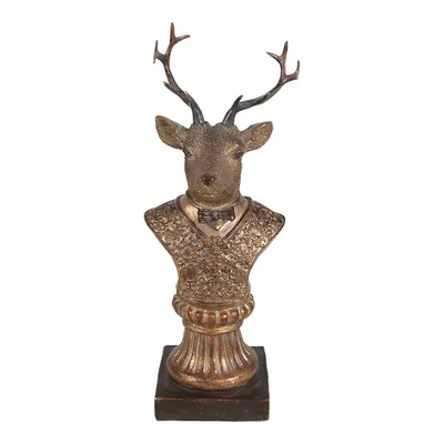 A decorative bust of a deer wearing a suit and bow tie, presented on a white background.