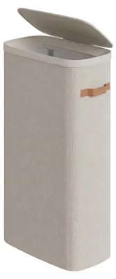 Produktbild von SONGMICS Wäschekorb, 65 L Wäschesammler, Wäschetonne mit Deckel und Griffen, 39 x 22 x 75 cm, beige