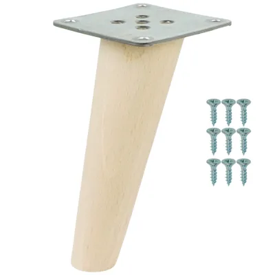 Produktbild von Buchenbein 13 CM schräger Holzbeinkegel, Set mit Blech und Schrauben x 1