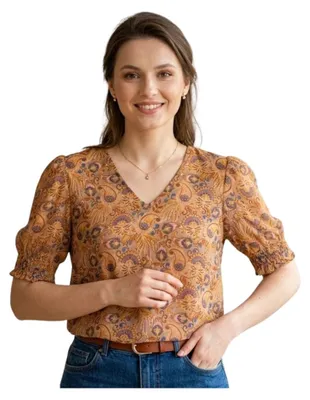 Produktbild von Vila Vifalis Damen Bluse mit V-Ausschnitt Gemustertes Top L