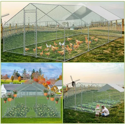 Productafbeelding van Outdoor Pen Chick Coop PE Roof (Polyethylene Roof) Chicken Cage Chicken Coop Outdoor Enclosure Rabbit Cage Aviary Free-Range Stable Enclosure for Poul