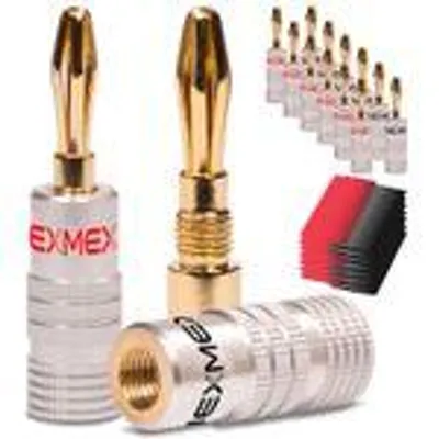 Produktbild von 14x Bananenstecker NEXMEX mit Schrumpfschlauch High End Bananas 24K vergoldet