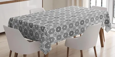 Obrázek produktu pro ABAKUHAUS Geometrický ubrus, modrošedé abstraktní barevné pozadí s hexagonálním moderním potiskem, 140 x 200 cm, šedá světle šedá