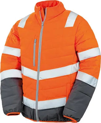Produktbild von Result R325M | Herren Soft Padded Safety Jacke / ISO EN20471:2013 Klasse 2 - Farbe: Fluorescent Orange/Grey - Größe: L