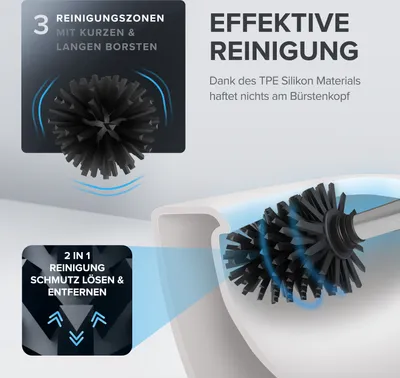 Produktbild von Silikon Toiletborstel mit Ventilatorfunktion, frei stehend, wechselbar, leckfester Behälter