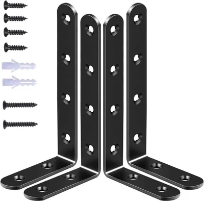 Imagen del producto de Soportes de pared en forma de L, de metal, 125x75x20 mm, juego de 4 unidades, para estanterías