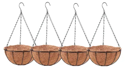 Produktbild von Hängende Blumentöpfe für den Außenbereich, Set von 4 Stück, Schwarz