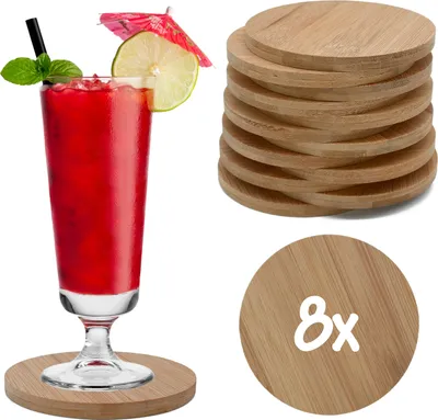 Produktbild von 8x Untersetzer aus Holz Glasuntersetzer Tisch Tassen Gläser Getränke Rund