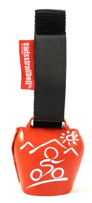 Produktbild von swisstrailbell®, Rot mit weißem MTB, schwarzes Band, Fahrradklingel, Trailbell