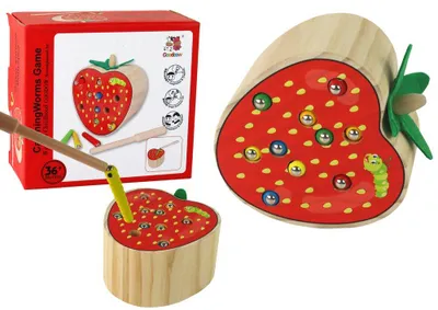 Obrázok produktu pre Magnetická drevená hra "Zober jahodu, chyť červíka"