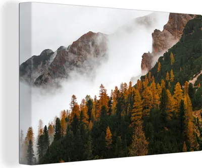 Obrázok produktu pre OneMillionCanvasses® - Maľba na plátne - Obraz na plátne Nástenná maľba na plátne - Hory - hmla - les - 150x100cm - Fotografia na plátne - maľba na