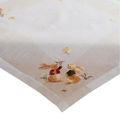 Produktbild von Tischdecke ZITA Osterhasen & Schmetterlinge Polyester 110 x 110 cm