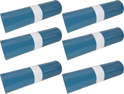 Produktbild von 120 Liter Abfallsäcke 6 Rollen à 25 Stück - blaue Müllsäcke für Haus-, Garten- & Gastronomieabfälle - reißfeste Müllbeutel mit 39my Stärke (700 x 1100 mm)