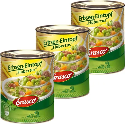 Produktbild von Erasco Erbsen Eintopf Hubertus mit Möhren und Rauchspeck 800g 3er Pack
