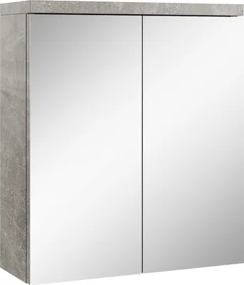 Produktbild von Badplaats Spiegelschrank Toledo 60 x 60 cm Beton Grau - Badezimmerschrank mit Spiegel und 2 Türen