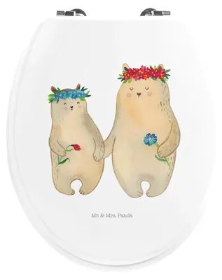 Produktbild von Mr. & Mrs. Panda klo deckel Bären mit Blumenkranz - Weiß - Geschenk, Toilettendeckel, Muttertag, Kinder, Toilettenbrille, WC-Sitz, Familie, Klo-Deckel, Klositz, Mami