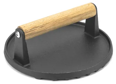 Burgerpresse aus Gusseisen, Antihaft, Holzgriff, 17,5 cm