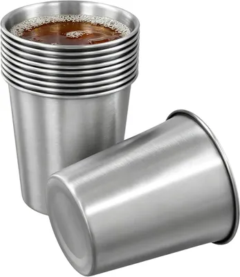 Image de Gobelets en acier inoxydable, 260 ml, lot de 10, résistants à la rouille, pour le camping