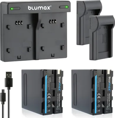 Produktbild von 2x Akku + Lader für Sony NP-F990 NP-F330 F730 F750 F770 F930 F970 10400 mAh