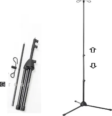 Produktbild von Irrigations- & Infusionsständer zusammenschiebbar – mobil, höhenverstellbar 1,15–2,00 m – für 1–2 Behälter, 2×1,5 kg
