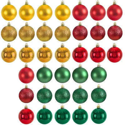Weihnachtskugeln 36er Set – Rot, Grün, Gold Glitzer