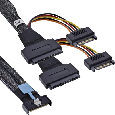Imagen del producto de InLine 27667C, 1 metro, MCIO x8, SFF-8639 U.2, Conexión directa, Conexión directa, Conector macho/hembra, Imagen generada por IA