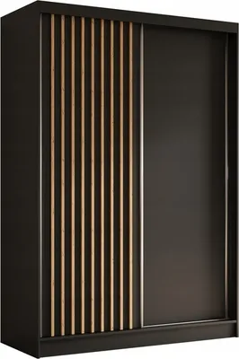 Produktbild von AGMAT Schwebetürenschrank Nevada, Kleiderschrank mit 2 Türen, Moderne Garderobe in Farbe: Schwarz, Schrank in Größe: 150 x 216 x 61 cm